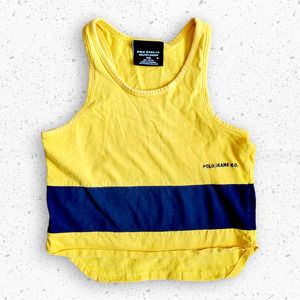 VTG 90s Ralph Lauren Polo Jeans Co Yellow and Navy Blue Tank Top Sz 4